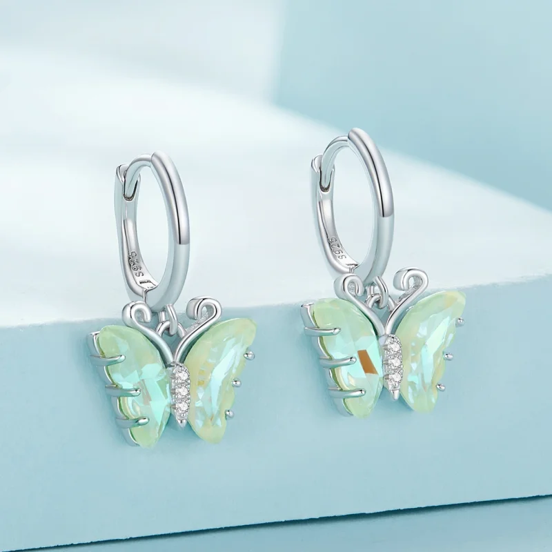 (imagem para) Brincos Argola Borboleta Symphony Estilo Pandora - SCE1588-GN - Visualizar 2