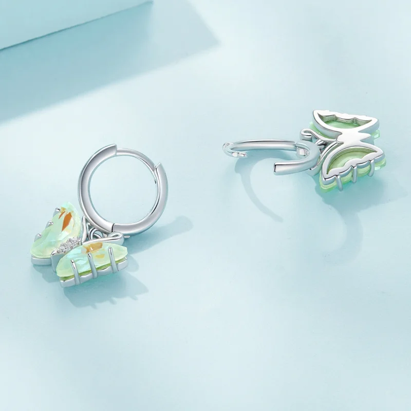 (imagem para) Brincos Argola Borboleta Symphony Estilo Pandora - SCE1588-GN - Visualizar 4