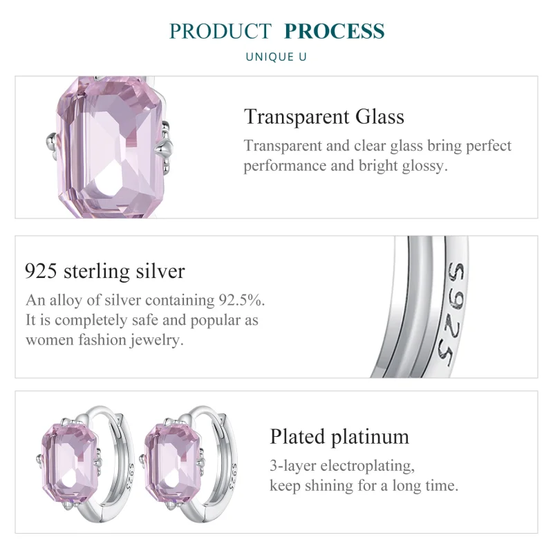 (imagem para) Brincos Argola com Gema Rosa Estilo Pandora - BSE889 - Visualizar 6