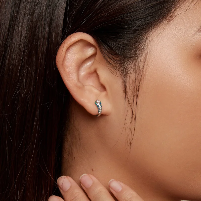 (imagem para) Brincos Argola com Pena Estilo Pandora - BSE882 - Visualizar 6