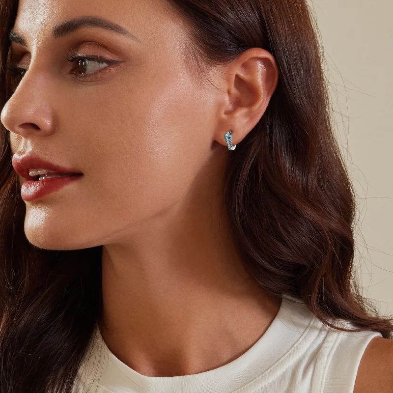 (imagem para) Brincos Argola com Pena Estilo Pandora - BSE882 - Visualizar 8