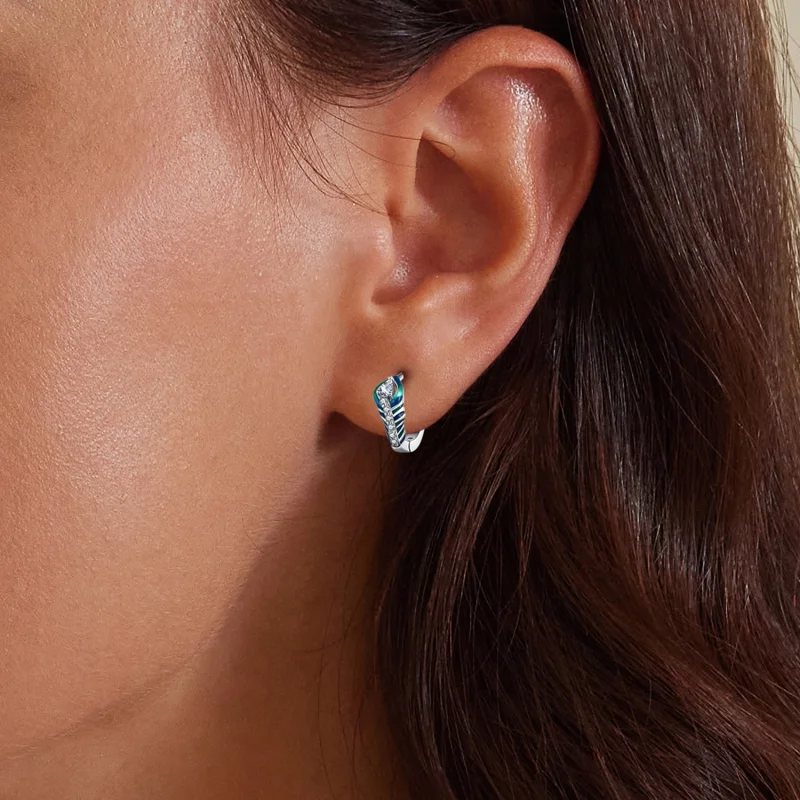 (imagem para) Brincos Argola com Pena Estilo Pandora - BSE882 - Visualizar 9