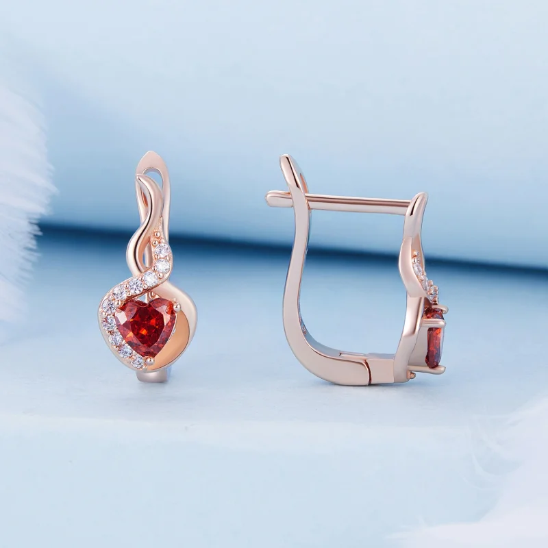 (imagem para) Brincos Argola de Estilo Pandora em Ouro Rosa com Laço de Amor - BSE815 - Visualizar 2