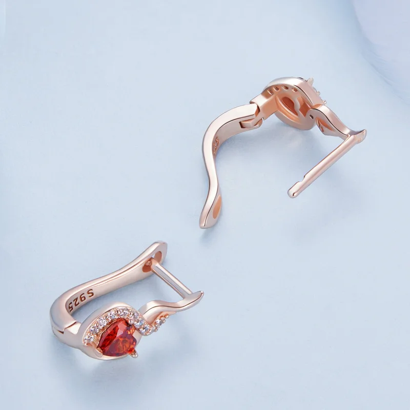 (imagem para) Brincos Argola de Estilo Pandora em Ouro Rosa com Laço de Amor - BSE815 - Visualizar 4