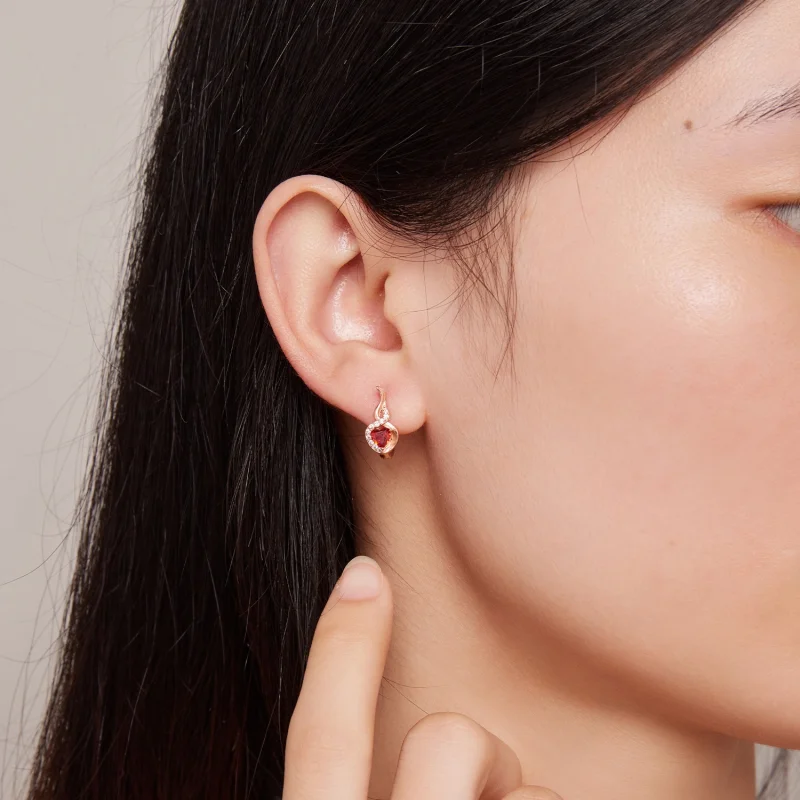 (imagem para) Brincos Argola de Estilo Pandora em Ouro Rosa com Laço de Amor - BSE815 - Visualizar 7