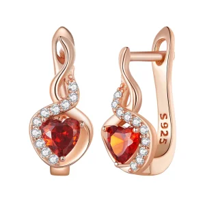 (imagem para) Brincos Argola de Estilo Pandora em Ouro Rosa com Laço de Amor - BSE815