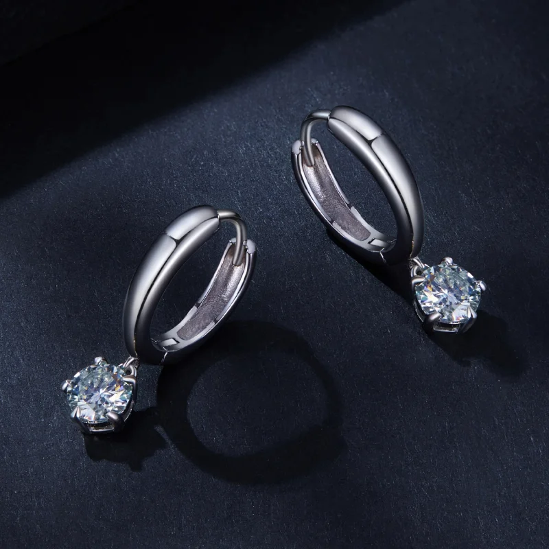 (imagem para) Brincos Argola Estilo Pandora 0.5Ct Moissanite (Dois Certificados) - MSE040 - Visualizar 3