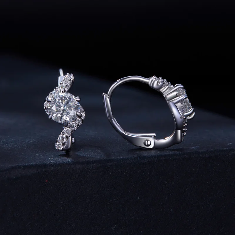 (imagem para) Brincos Argola Estilo Pandora com 50 Pontos de Moissanita (Dois Certificados) - - Visualizar 2