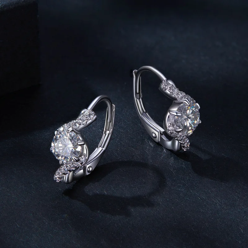 (imagem para) Brincos Argola Estilo Pandora com 50 Pontos de Moissanita (Dois Certificados) - - Visualizar 3