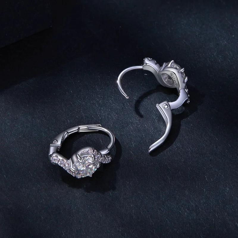 (imagem para) Brincos Argola Estilo Pandora com 50 Pontos de Moissanita (Dois Certificados) - - Visualizar 4