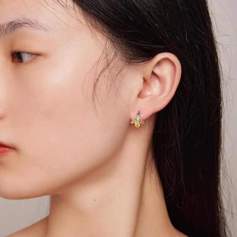 (imagem para) Brincos Argola Estilo Pandora com Abelha - BSE808 - Visualizar 6