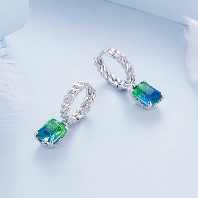 (imagem para) Brincos Argola Estilo Pandora com Corrente - BSE887 - Visualizar 3