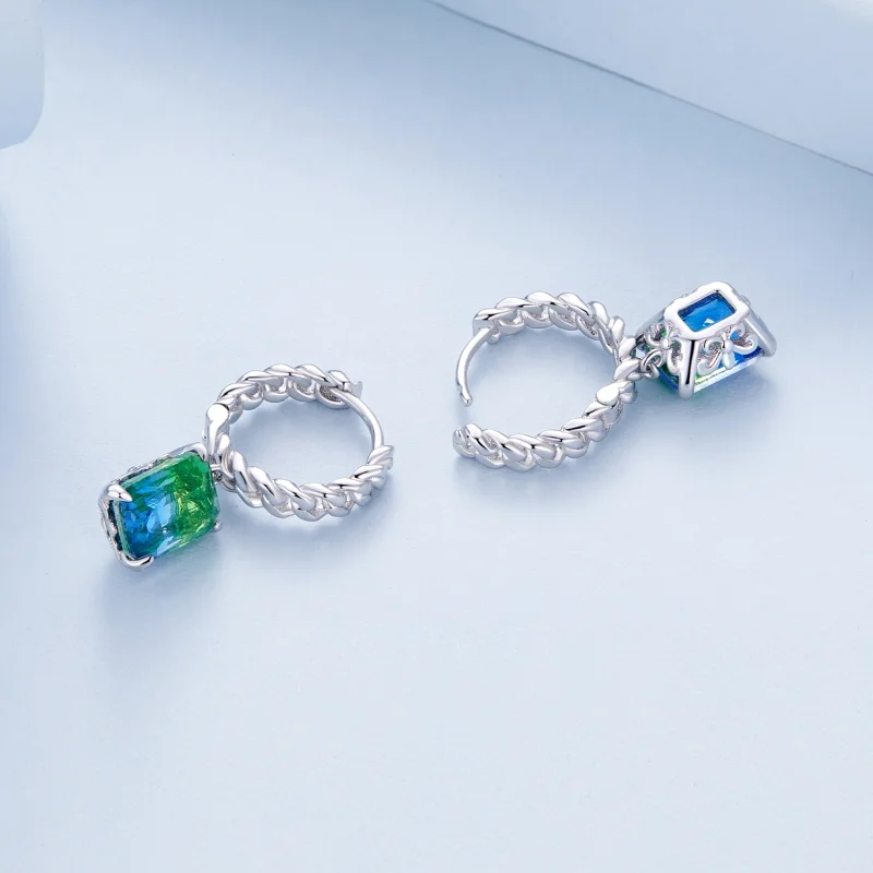 (imagem para) Brincos Argola Estilo Pandora com Corrente - BSE887 - Visualizar 4