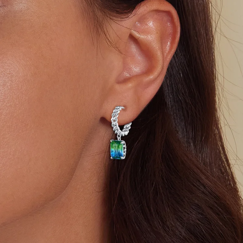 (imagem para) Brincos Argola Estilo Pandora com Corrente - BSE887 - Visualizar 6