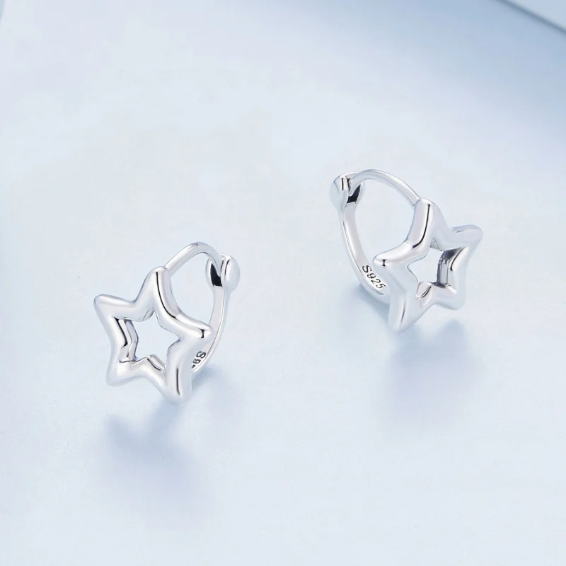 (imagem para) Brincos Argola Estilo Pandora com Estrela - BSE896 - Visualizar 3