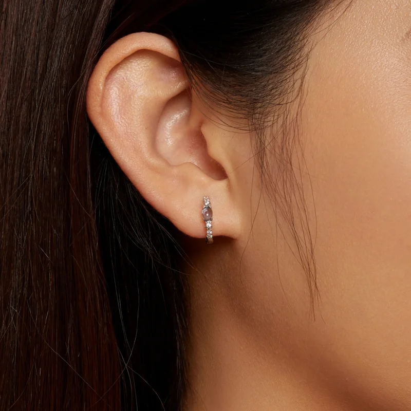 (imagem para) Brincos Argola Estilo Pandora com Estrela e Vidro Azul - BSE859 - Visualizar 7