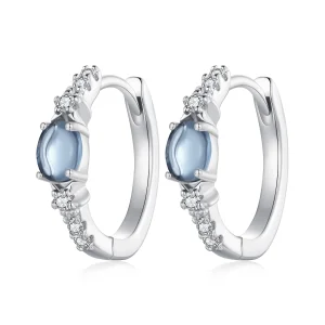 (imagem para) Brincos Argola Estilo Pandora com Estrela e Vidro Azul - BSE859
