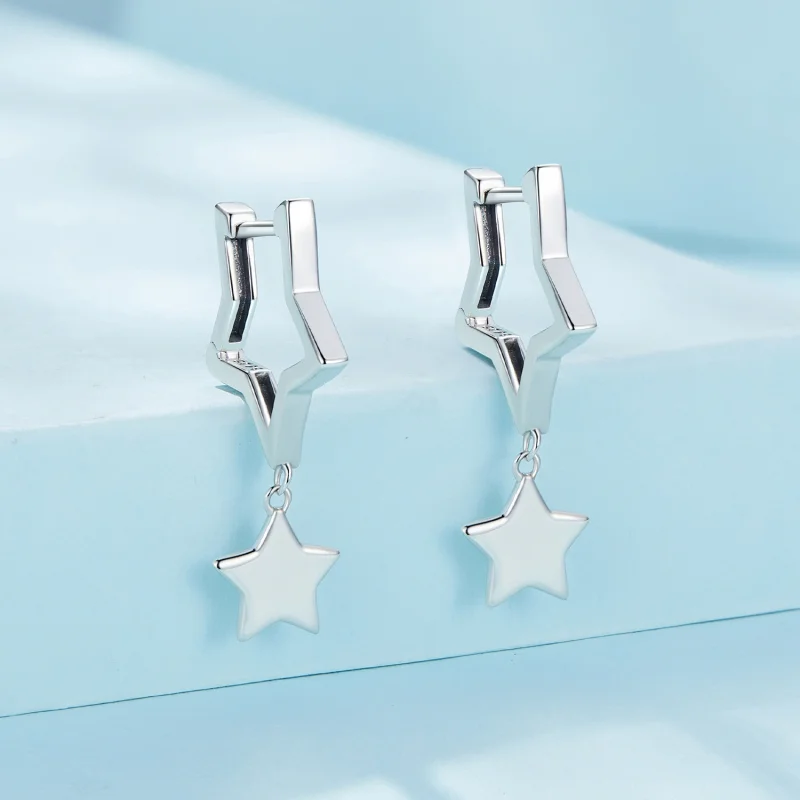 (imagem para) Brincos Argola Estilo Pandora com Estrela - SCE1621 - Visualizar 2