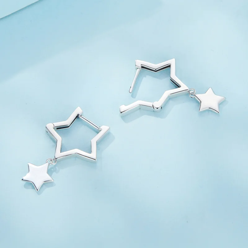 (imagem para) Brincos Argola Estilo Pandora com Estrela - SCE1621 - Visualizar 3