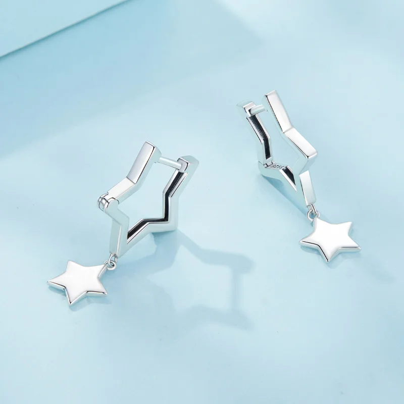 (imagem para) Brincos Argola Estilo Pandora com Estrela - SCE1621 - Visualizar 4