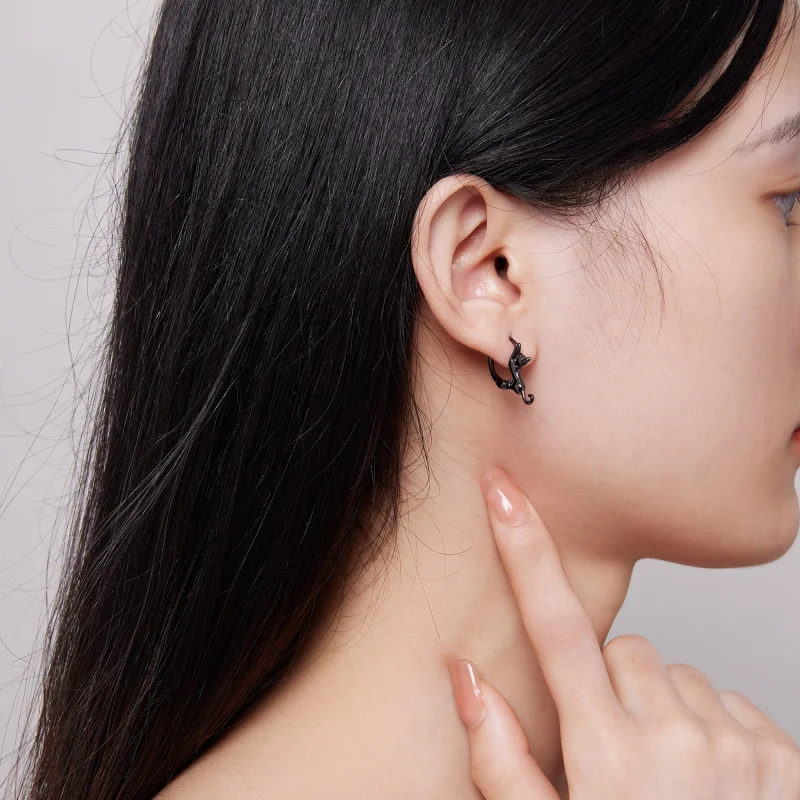 (imagem para) Brincos Argola Estilo Pandora com Gato - SCE1488-LD - Visualizar 5