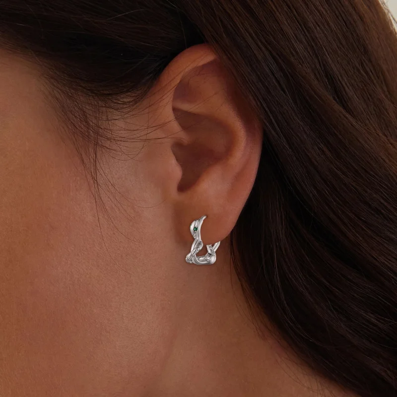 (imagem para) Brincos Argola Estilo Pandora Coração com Serpente Espiritual - BSE911 - Visualizar 5