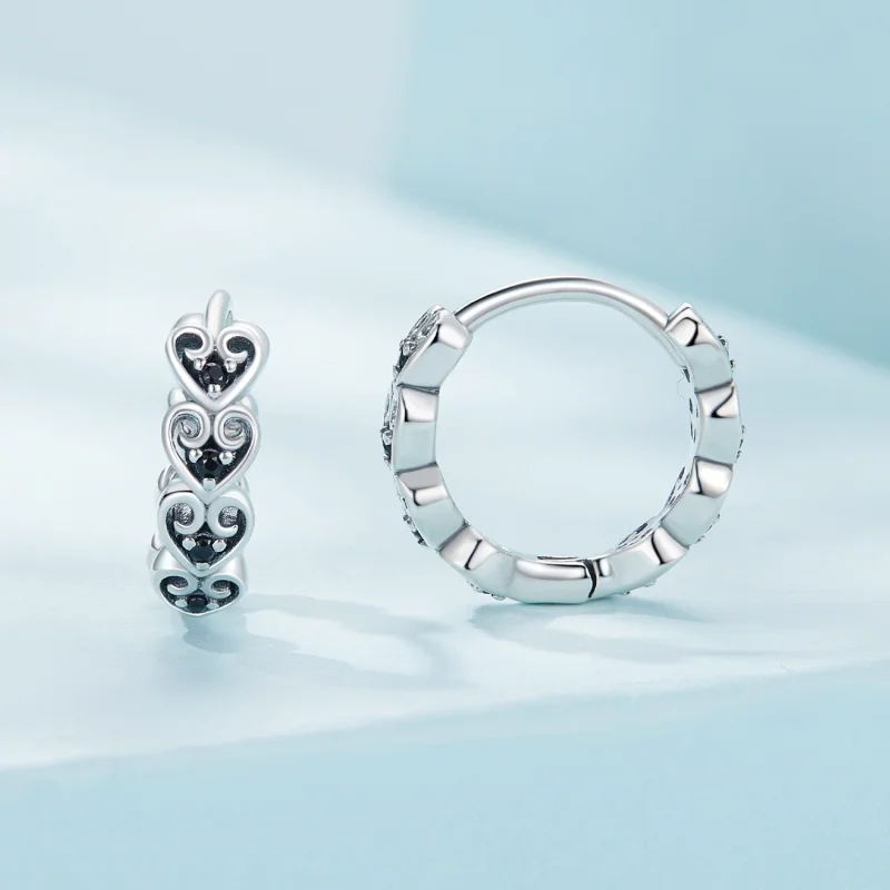 (imagem para) Brincos Argola Estilo Pandora em Formato de Coração - SCE1613 - Visualizar 2