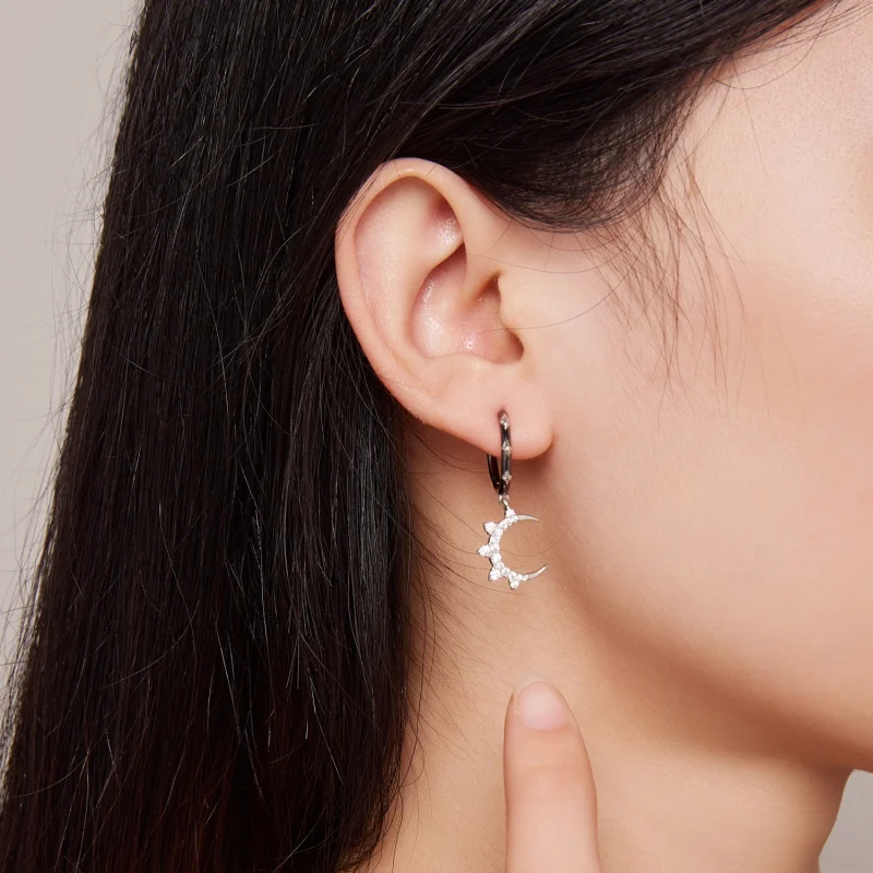 (imagem para) Brincos Argola Estilo Pandora Estrelas e Brilho Lunar - BSE805 - Visualizar 7