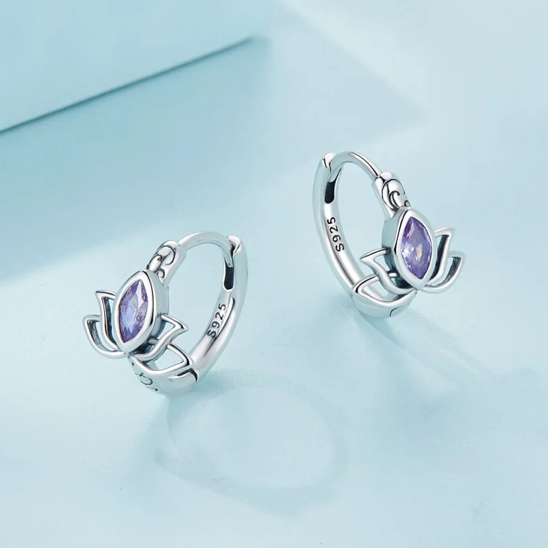 (imagem para) Brincos Argola Estilo Pandora Lótus - SCE1648 - Visualizar 3