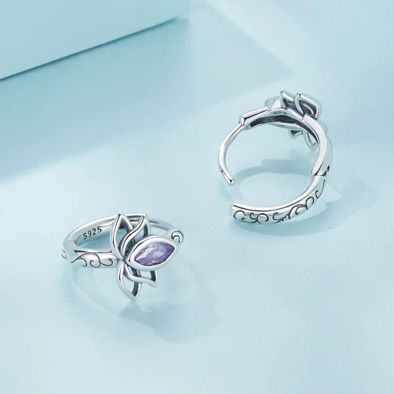 (imagem para) Brincos Argola Estilo Pandora Lótus - SCE1648 - Visualizar 4