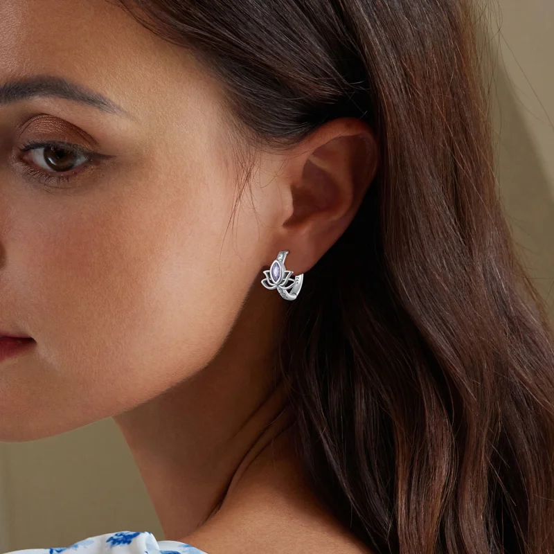 (imagem para) Brincos Argola Estilo Pandora Lótus - SCE1648 - Visualizar 5