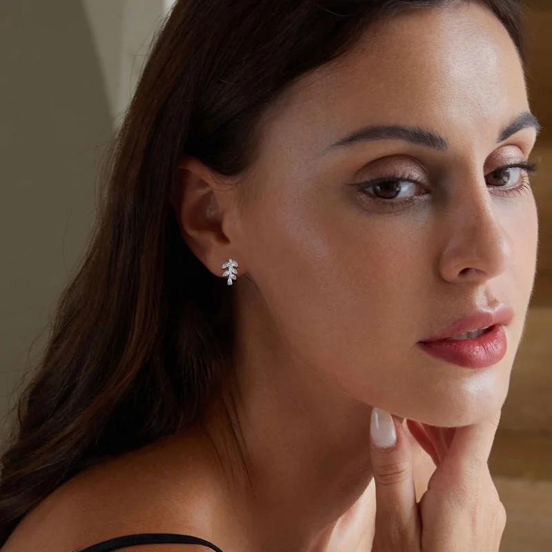 (imagem para) Brincos Argola Folha Estilo Pandora - SCE1660 - Visualizar 6