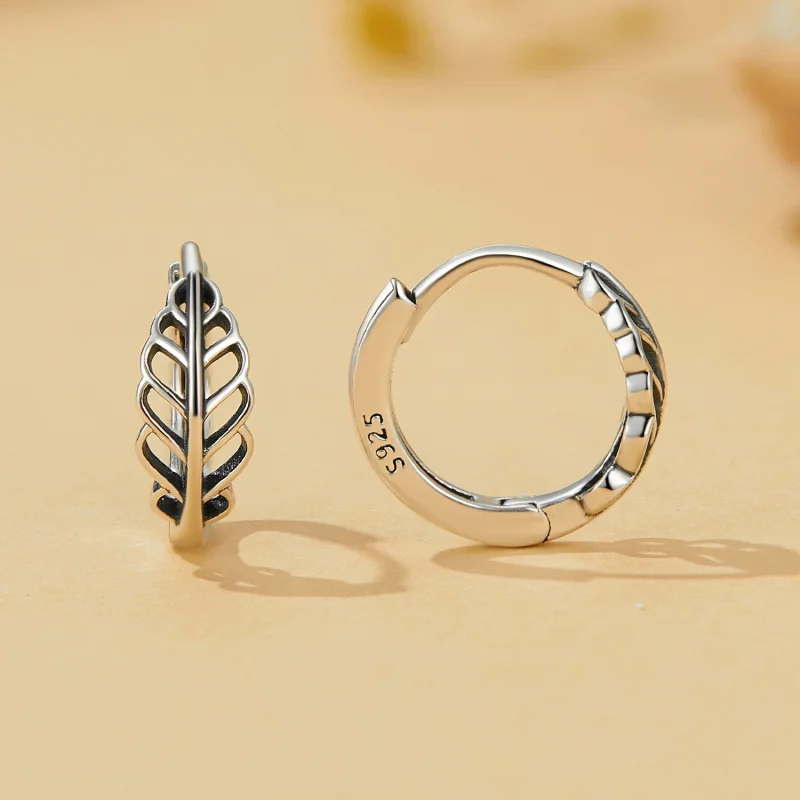 (imagem para) Brincos Argola Folhas de Outono Estilo Pandora - SCE1636 - Visualizar 2