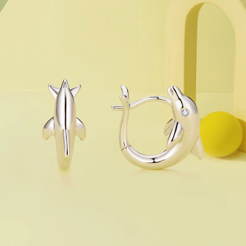 (imagem para) Brincos Argola Golfinho Estilo Pandora - BSE881 - Visualizar 2