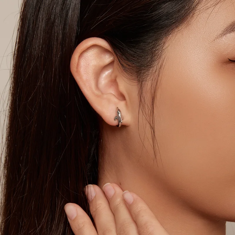 (imagem para) Brincos Argola Golfinho Estilo Pandora - BSE881 - Visualizar 5