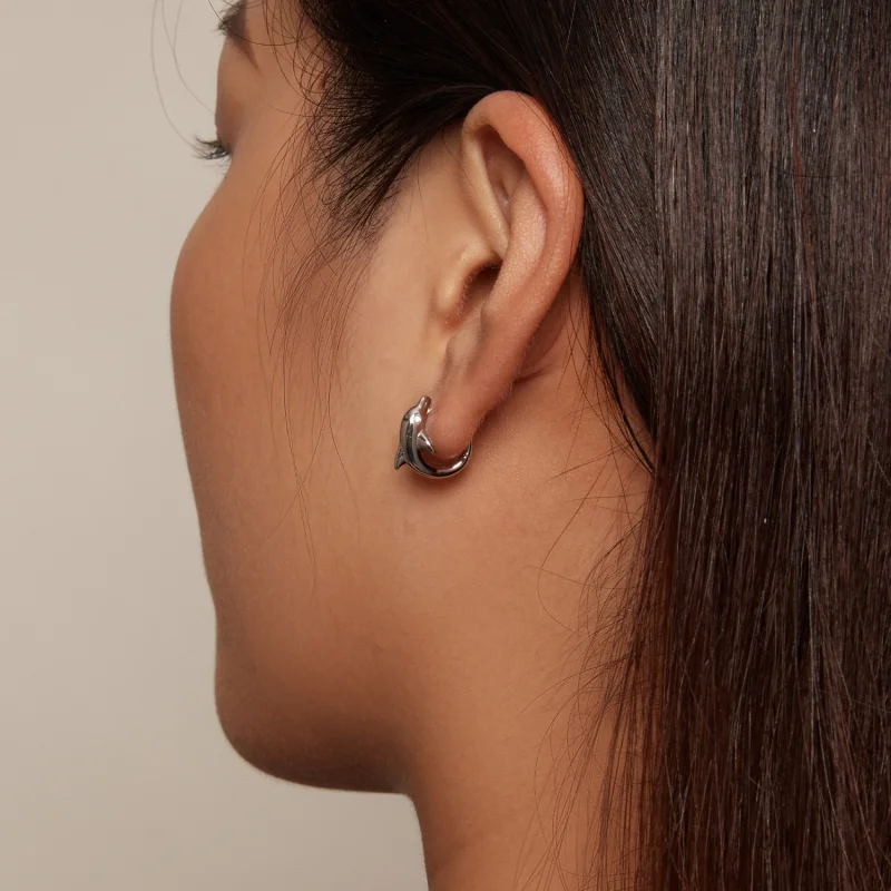 (imagem para) Brincos Argola Golfinho Estilo Pandora - BSE881 - Visualizar 7