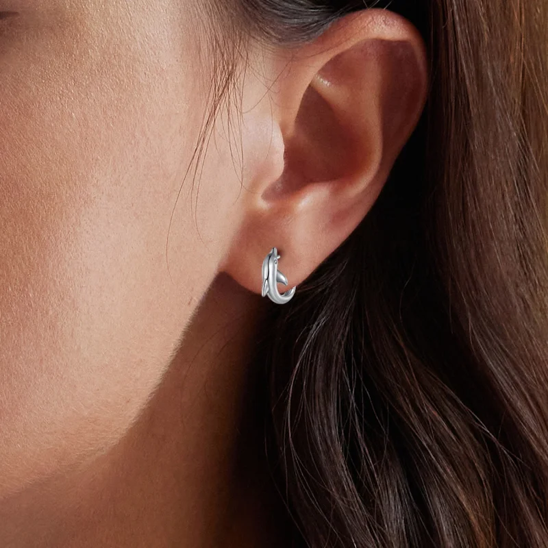 (imagem para) Brincos Argola Golfinho Estilo Pandora - BSE881 - Visualizar 10