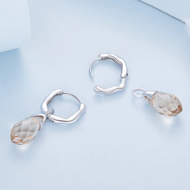 (imagem para) Brincos Argola Luxuosos Estilo Pandora com Gota D'Água - BSE814 - Visualizar 4