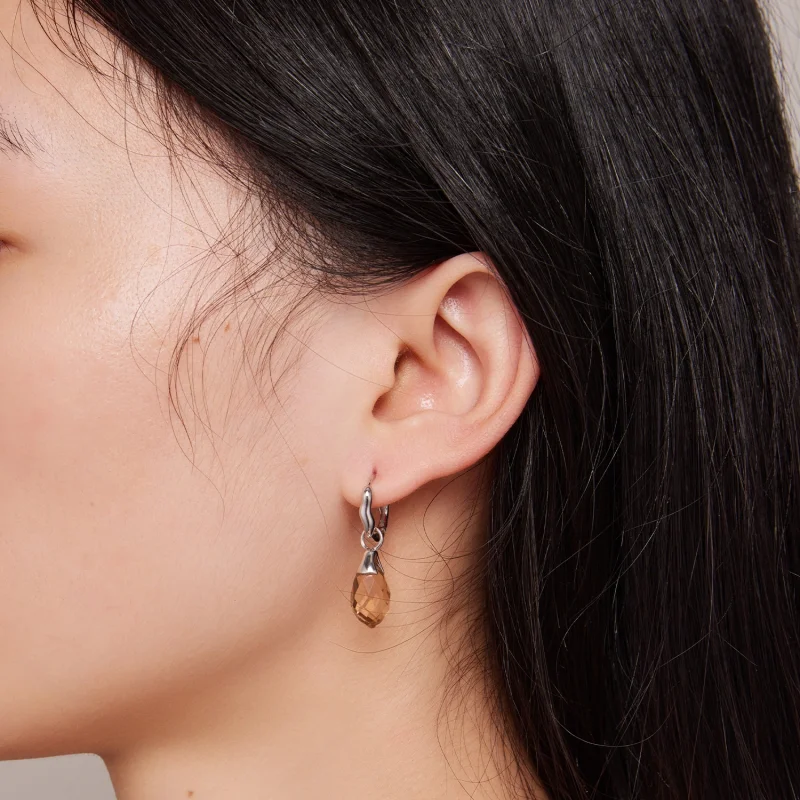 (imagem para) Brincos Argola Luxuosos Estilo Pandora com Gota D'Água - BSE814 - Visualizar 7