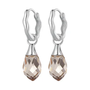 (imagem para) Brincos Argola Luxuosos Estilo Pandora com Gota D'Água - BSE814