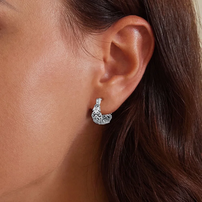 (imagem para) Brincos Argola Padrão Retrô Estilo Pandora - SCE1650 - Visualizar 5