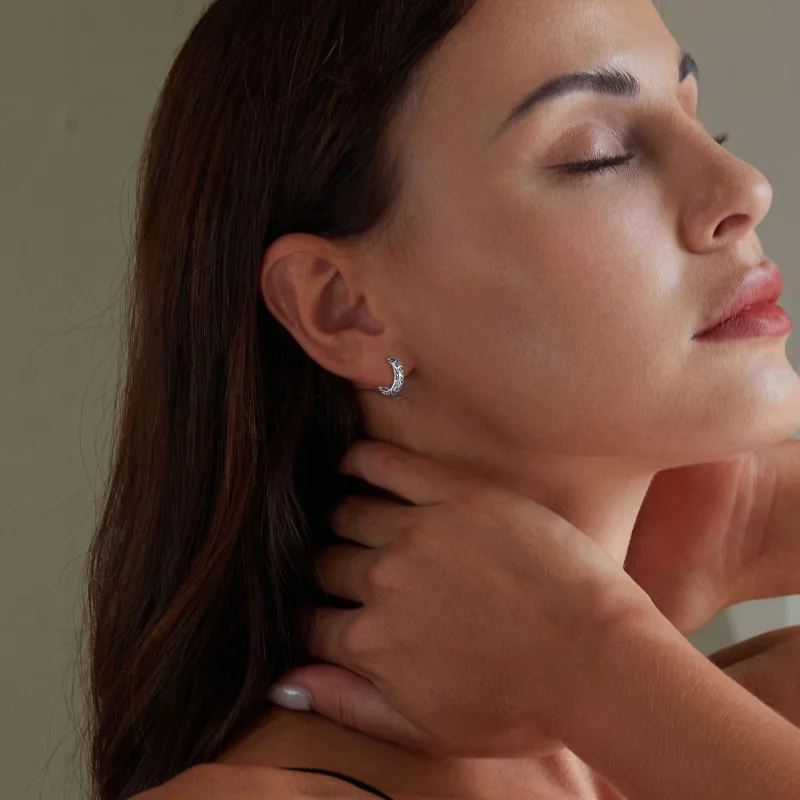 (imagem para) Brincos de Arco com Padrão Retrô Estilo Pandora - SCE1659 - Visualizar 6