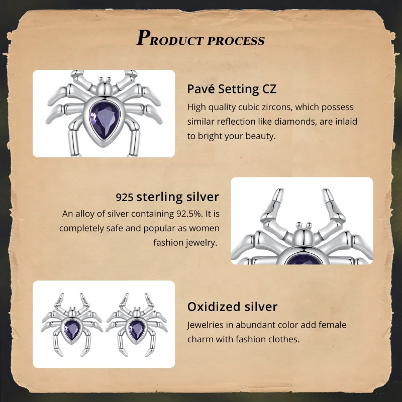 (imagem para) Brincos de Argola Aranha Estilo Pandora - BSE891 - Visualizar 5