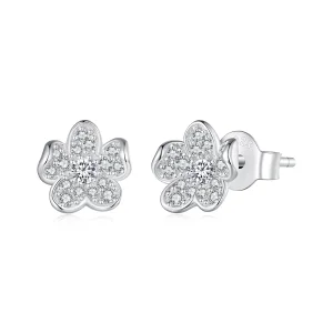 (imagem para) Brincos de Argola com Flor Incrustada de Diamantes Estilo Pandora - BSE855