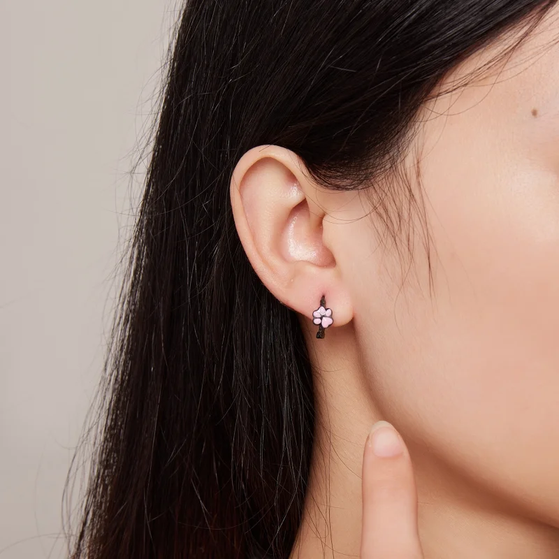 (imagem para) Brincos de Argola com Garra de Gato Preto Estilo Pandora - SCE1576 - Visualizar 5