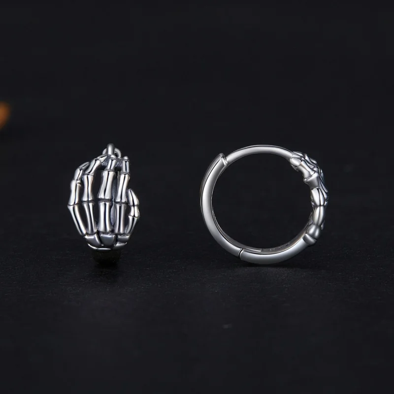 (imagem para) Brincos de Argola com Mão de Esqueleto Estilo Pandora - SCE1641 - Visualizar 2