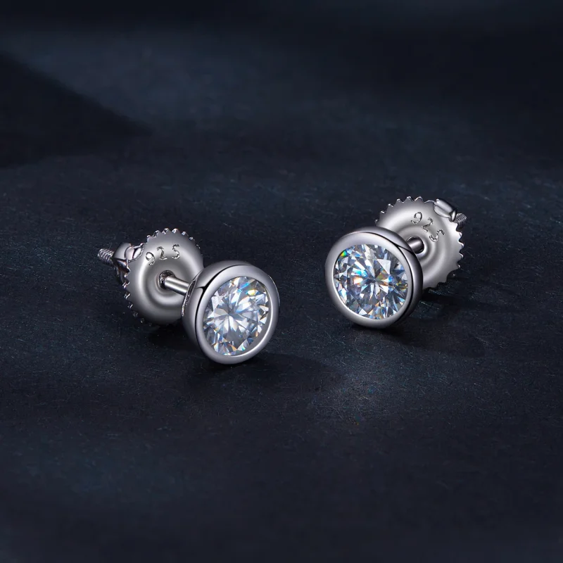 (imagem para) Brincos de Argola com Moissanite Montada em Moldura no Estilo Pandora - MSE026 - Visualizar 2