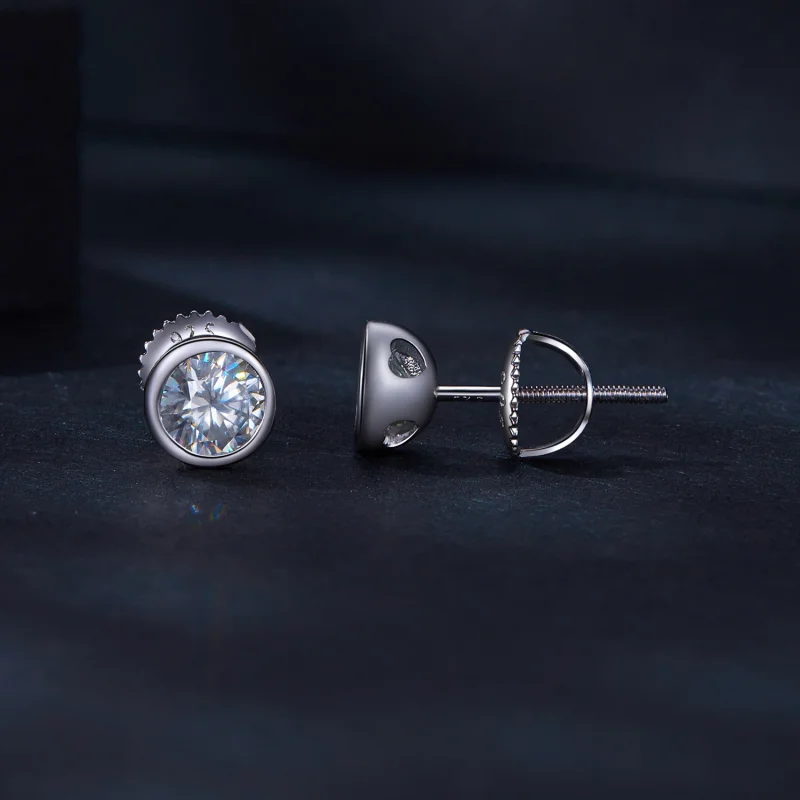 (imagem para) Brincos de Argola com Moissanite Montada em Moldura no Estilo Pandora - MSE026 - Visualizar 3