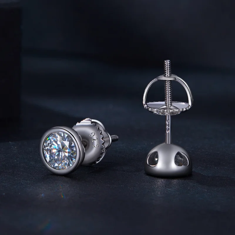 (imagem para) Brincos de Argola com Moissanite Montada em Moldura no Estilo Pandora - MSE026 - Visualizar 4