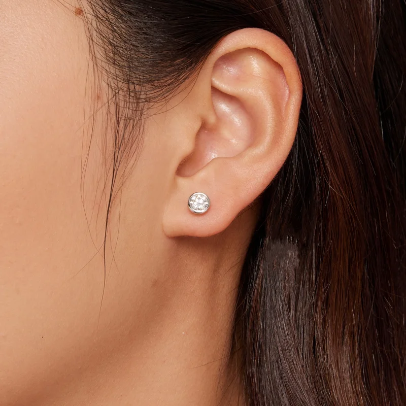 (imagem para) Brincos de Argola com Moissanite Montada em Moldura no Estilo Pandora - MSE026 - Visualizar 5